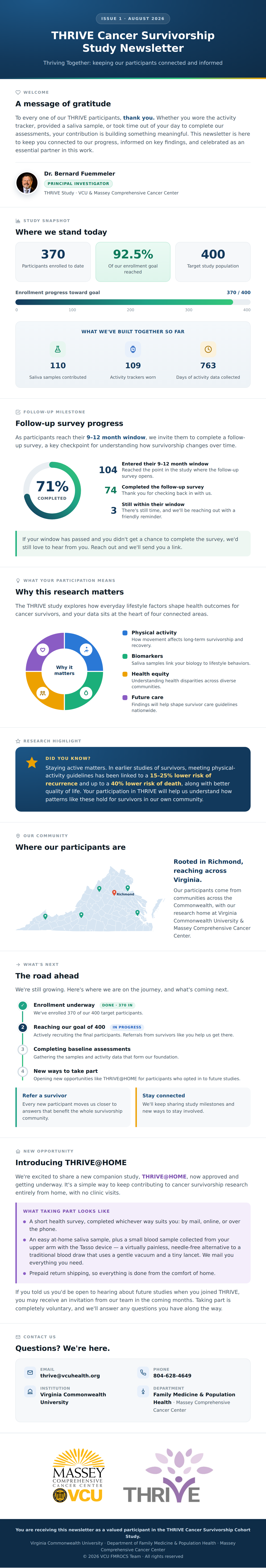 THRIVE Cancer Survivorship Study Newsletter, Issue 1